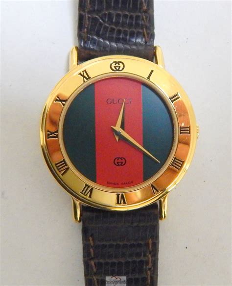 gucci gold mens watch green red stripes